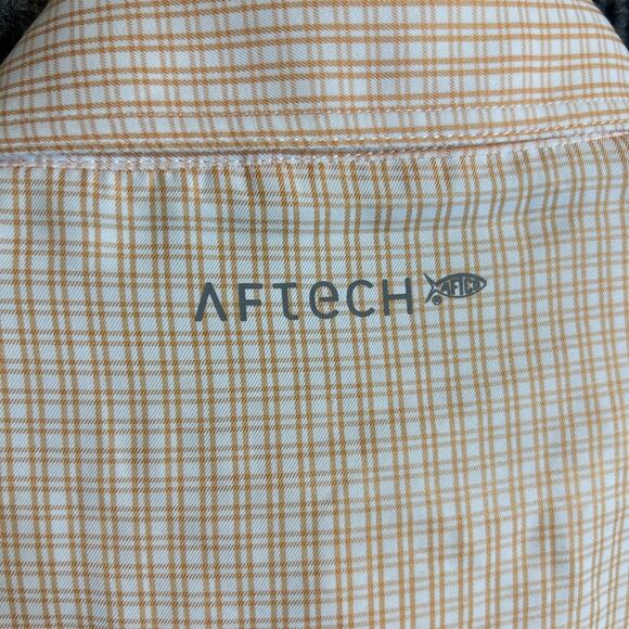 Aftco Mens Orange Plaid Button Up Shirt Size Small UPF 50 Short Sleeve New - Picture 3 of 9
